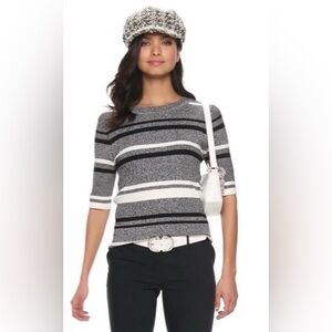Apt. 9 cable knit sweater Black and white short sleeve size XL